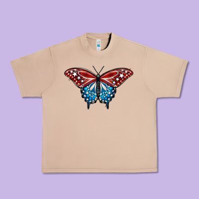 Patriotic American Flag Butterfly 4th Of July Urban Heavy Tee Designed By Lillyallendesigns