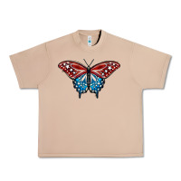 Burro Patriotic American Flag Butterfly 4th of July Urban Heavy Tee - LillyAllenDesigns