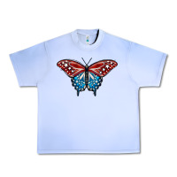 Grape Ice Patriotic American Flag Butterfly 4th of July Urban Heavy Tee - LillyAllenDesigns