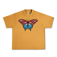 Peanut Butter Patriotic American Flag Butterfly 4th of July Urban Heavy Tee - LillyAllenDesigns