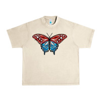 Sandshell Patriotic American Flag Butterfly 4th of July Urban Heavy Tee - LillyAllenDesigns