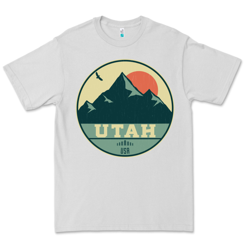 Utah Retro Mountain Badge Premium Tee by linhVisuals | Teevron