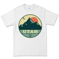 White utah retro mountain badge Premium Tee - linhVisuals