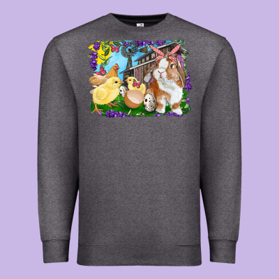 Easter Farm Chicks And Bunny Premium Sweatshirt Designed By Ranaportraitstore