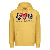 Antique Gold Peace Love Boston Terrier Premium Hoodie - Jasminsmagicworld