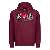 Burgundy Peace Love Boston Terrier Premium Hoodie - Jasminsmagicworld