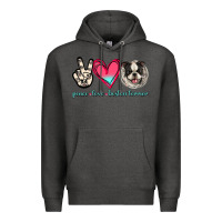 Charcoal Heather Peace Love Boston Terrier Premium Hoodie - Jasminsmagicworld