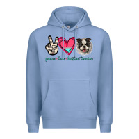 Colony Blue Peace Love Boston Terrier Premium Hoodie - Jasminsmagicworld