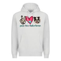Dove Grey Peace Love Boston Terrier Premium Hoodie - Jasminsmagicworld