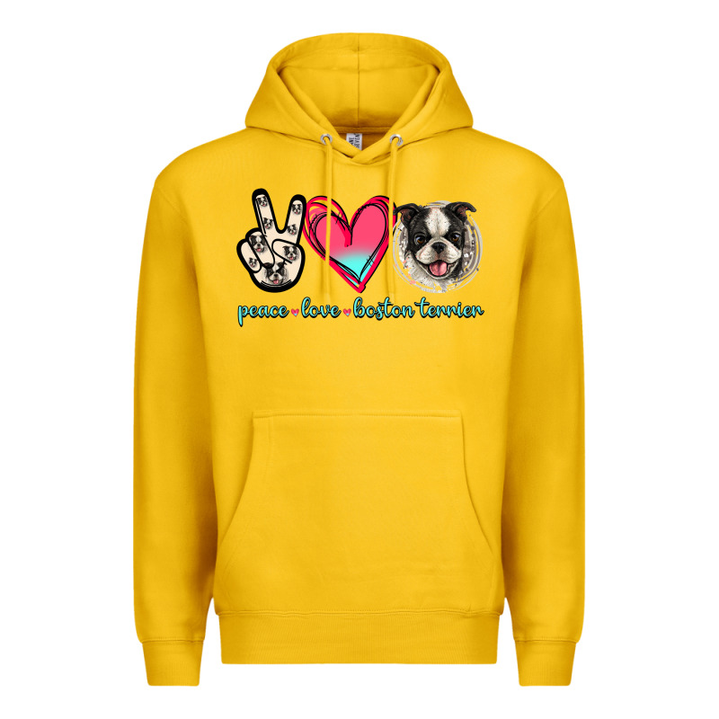 Peace Love Boston Terrier Premium Hoodie by Jasminsmagicworld | Teevron