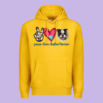 Peace Love Boston Terrier Premium Hoodie Designed By Jasminsmagicworld