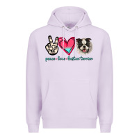 Lilac Peace Love Boston Terrier Premium Hoodie - Jasminsmagicworld