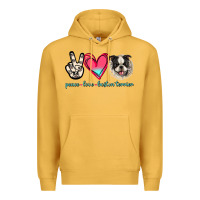 Mustard Peace Love Boston Terrier Premium Hoodie - Jasminsmagicworld