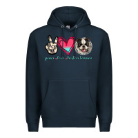 Navy Peace Love Boston Terrier Premium Hoodie - Jasminsmagicworld
