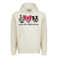Oatmeal Heather Peace Love Boston Terrier Premium Hoodie - Jasminsmagicworld