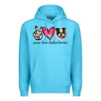 Ocean Blue Peace Love Boston Terrier Premium Hoodie - Jasminsmagicworld