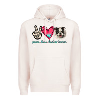 Pale Pink Peace Love Boston Terrier Premium Hoodie - Jasminsmagicworld