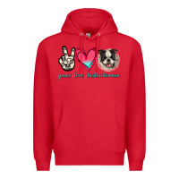 Red Peace Love Boston Terrier Premium Hoodie - Jasminsmagicworld