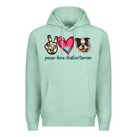 Seafoam Peace Love Boston Terrier Premium Hoodie - Jasminsmagicworld