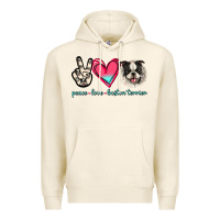 Tofu Peace Love Boston Terrier Premium Hoodie - Jasminsmagicworld