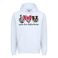 White Peace Love Boston Terrier Premium Hoodie - Jasminsmagicworld