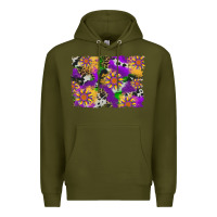 Army Green mardi gras sunflower cowhide leopard and glitter background Premium Hoodie - Artiststas