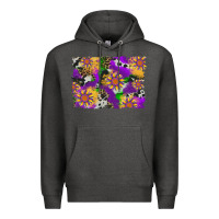 Charcoal Heather mardi gras sunflower cowhide leopard and glitter background Premium Hoodie - Artiststas
