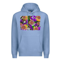 Colony Blue mardi gras sunflower cowhide leopard and glitter background Premium Hoodie - Artiststas
