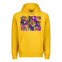 Lemon mardi gras sunflower cowhide leopard and glitter background Premium Hoodie - Artiststas