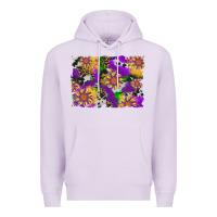 Lilac mardi gras sunflower cowhide leopard and glitter background Premium Hoodie - Artiststas