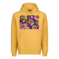 Mustard mardi gras sunflower cowhide leopard and glitter background Premium Hoodie - Artiststas