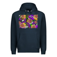 Navy mardi gras sunflower cowhide leopard and glitter background Premium Hoodie - Artiststas