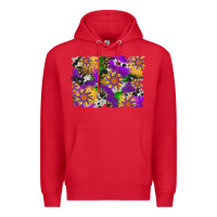 Red mardi gras sunflower cowhide leopard and glitter background Premium Hoodie - Artiststas
