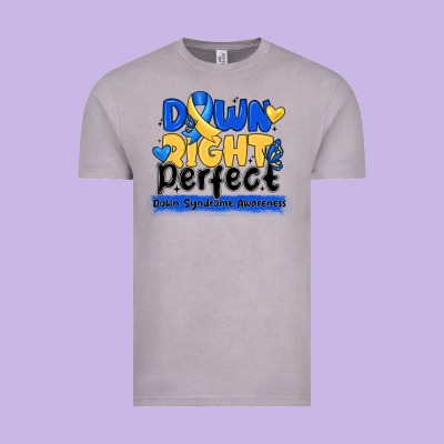 Down Right Perfect Down Syndrome Awareness Vintage Tee Designed By Cowhidedigitalart