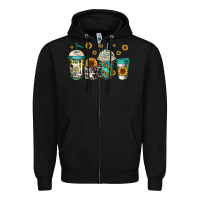 Black sunflowers coffee cups Zipper Hoodie - Jasminsmagicworld