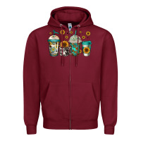 Burgundy sunflowers coffee cups Zipper Hoodie - Jasminsmagicworld