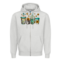 Dove Grey sunflowers coffee cups Zipper Hoodie - Jasminsmagicworld