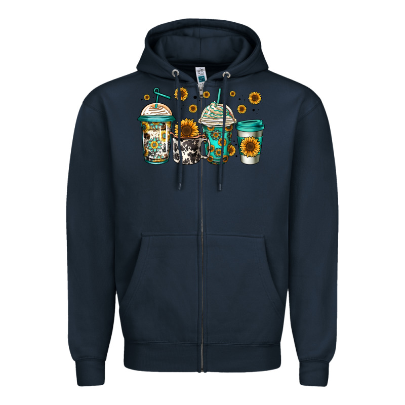 Sunflowers Coffee Cups Zipper Hoodie by Jasminsmagicworld | Teevron