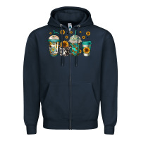 Navy sunflowers coffee cups Zipper Hoodie - Jasminsmagicworld