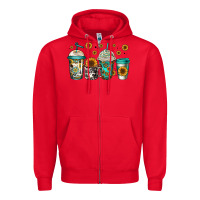 Red sunflowers coffee cups Zipper Hoodie - Jasminsmagicworld