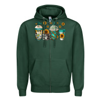 Sports Green sunflowers coffee cups Zipper Hoodie - Jasminsmagicworld