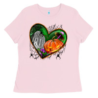 Halloween Heart With Pumpkin Ladies Tee | Teevron