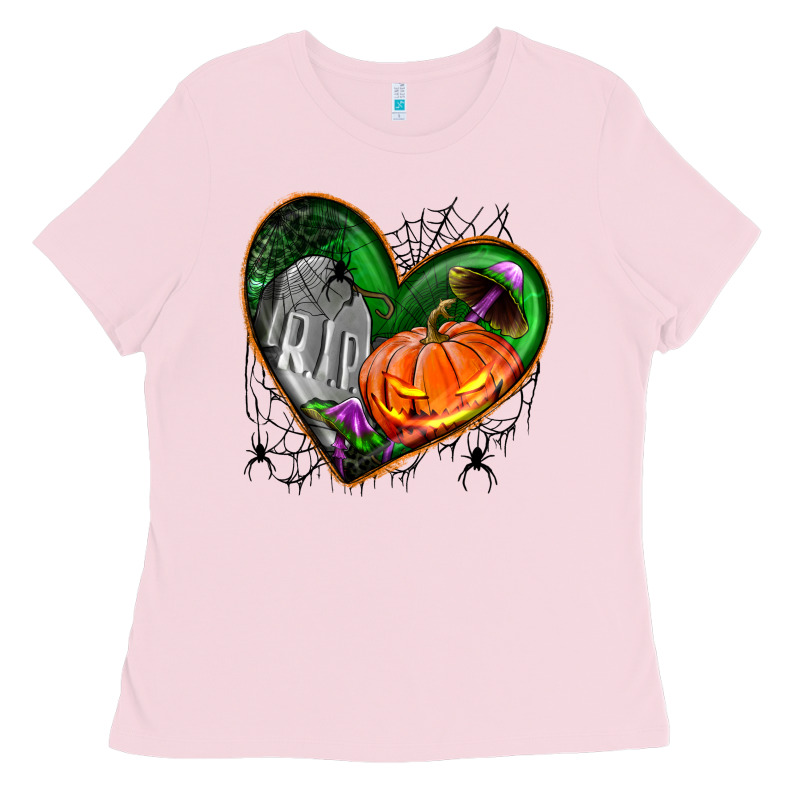 Halloween Heart With Pumpkin Ladies Tee by BundleAndBundleShop | Teevron