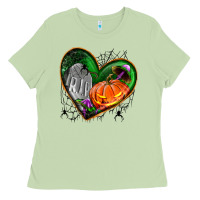 Matcha halloween heart with pumpkin Ladies Tee - BundleAndBundleShop