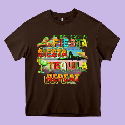 Fiesta Siesta Tequila Repeat Heavy Core Tee Designed By Fadigitalartstudio