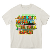 Cream Fiesta siesta tequila repeat Heavy Core Tee - FaDigitalArtStudio
