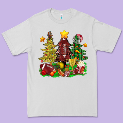 Christmas With American Football Trees Bbs Premium Tee Designed By Bundleandbundleshop