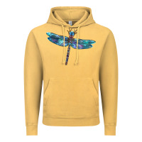 Vintage Mustard Blue Dragonfly Vintage Hoodie - LillyAllenDesigns