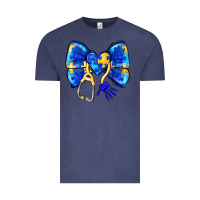 Vintage Denim Down Syndrome Ribbon Vintage Tee - CowhideDigitalArt