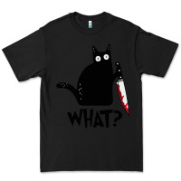 Black Halloween Cat With Knife What Premium Tee - linhVisuals